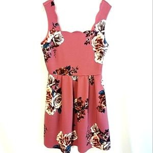 Max & Rhiley Mini Dress Sz M Mauve Floral ROSES Fit & Flare Sleeveless Nordstrom